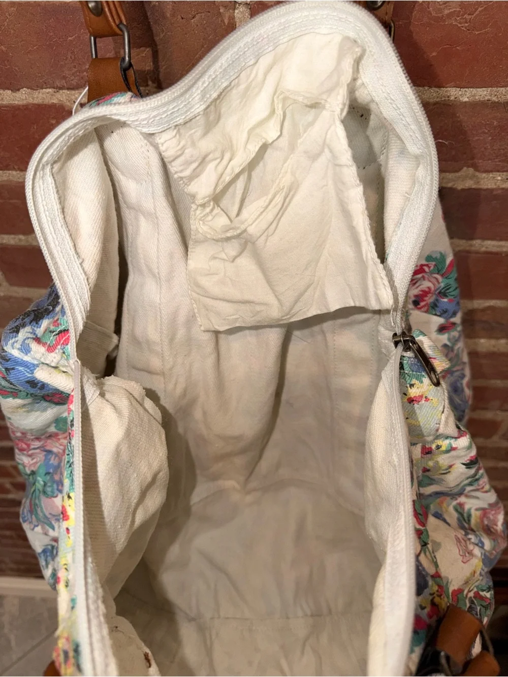 Shane Quilted Floral Tote Bag with Brown Handles Beach Storage Travel